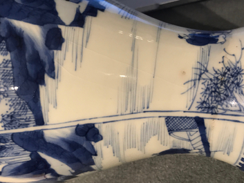 A Chinese blue and white baluster vase with landscape panels, Kangxi