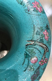 A pair of very large Chinese famille rose vases with war scenes, 19th C.