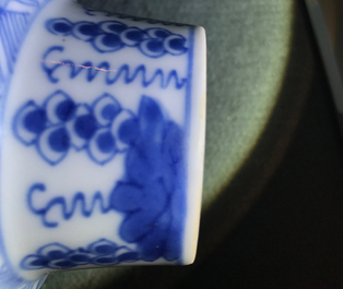 A pair of Chinese blue and white vases and covers with grapes, Kangxi