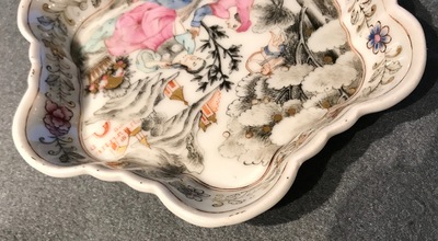 A rare Chinese famille rose teapot on stand, Qianlong