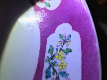 A Chinese famille rose ruby-ground plate, Yongzheng