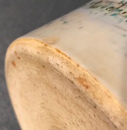 A tall cylindrical Chinese qianjiang cai brush pot, 19/20th C.