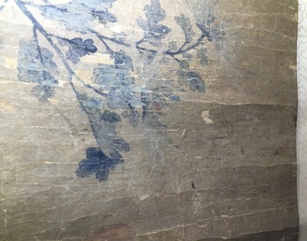 A Chinese horizontal floral subject painting on paper, 18/19th C.