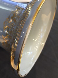 A Chinese famille rose on lavender-blue-ground vase, Qianlong mark, Republic, 20th C.