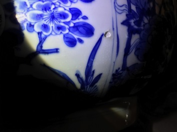 A large Chinese blue and white bowl with floral design, Kangxi