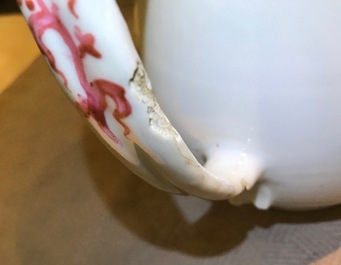 A large Chinese famille rose armorial jug with floral design, Yongzheng