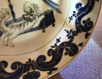 A pair of Chinese Pronk studio eggshell plates with parrots on a perch, Yongzheng/Qianlong