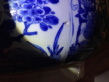 A large Chinese blue and white bowl with floral design, Kangxi