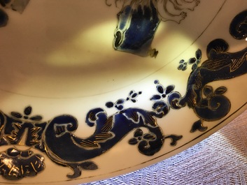A pair of Chinese Pronk studio eggshell plates with parrots on a perch, Yongzheng/Qianlong