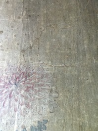 A Chinese horizontal floral subject painting on paper, 18/19th C.