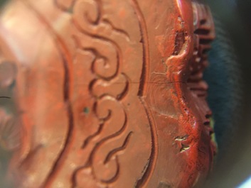 A Chinese rectangular cinnabar lacquer jardiniere, 18/19th C.