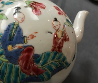 A globular Chinese famille rose teapot and cover, Yongzheng