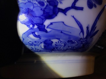 A large Chinese blue and white bowl with floral design, Kangxi