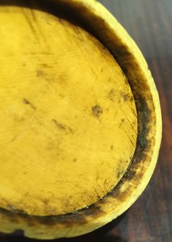 A Chinese ivory brushpot with figural design, 19th C.