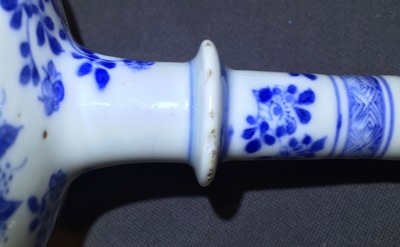 Two small Chinese blue and white candlesticks, Kangxi