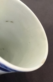 Four Chinese blue and white and famille verte miniature vases, Kangxi and later