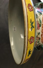A tall Chinese famille rose vase with dragons and phoenixes, 19th C.