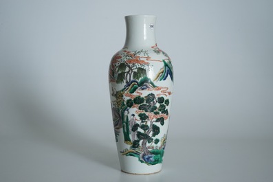A Chinese famille verte mythological subject vase, 19th C.
