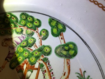 A pair of Chinese famille rose cherrypickers plates, Qianlong