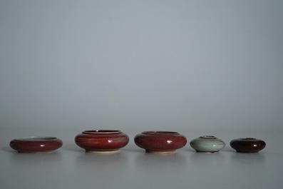 Five Chinese monochrome bruswashers, 19/20th C.