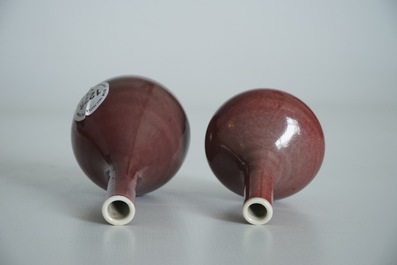 Two Chinese monochrome red vases, Xuande mark, 18/19th C.