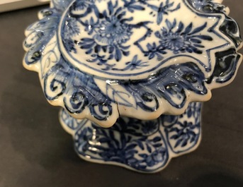 Three Chinese blue and white salts, Kangxi