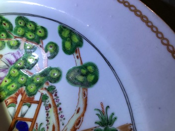 A pair of Chinese famille rose cherrypickers plates, Qianlong