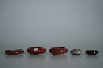 Five Chinese monochrome bruswashers, 19/20th C.