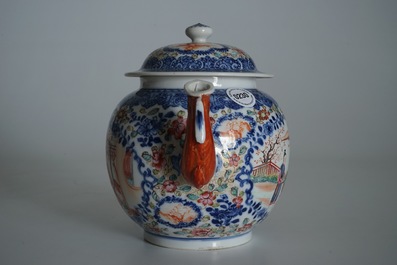A large Chinese famille rose mandarin teapot, Qianlong