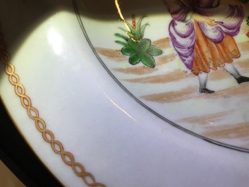 A pair of Chinese famille rose cherrypickers plates, Qianlong