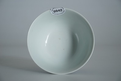 A Chinese blue and white dragon bowl, Daoguang mark, 19/20th C.