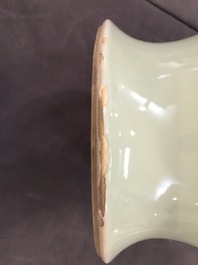 A Chinese monochrome celadon baluster vase and cover, 19th C.