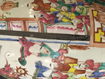 A Chinese famille rose "100 boys" vase and a Nanking dragon vase, 19th C.