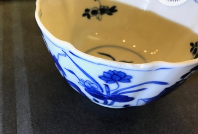 A Chinese blue and white Long Eliza cup and saucer, Kangxi