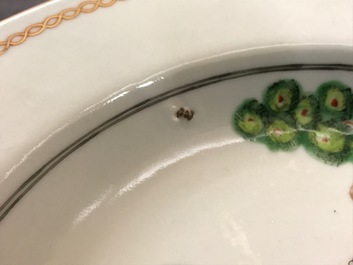 A pair of Chinese famille rose cherrypickers plates, Qianlong