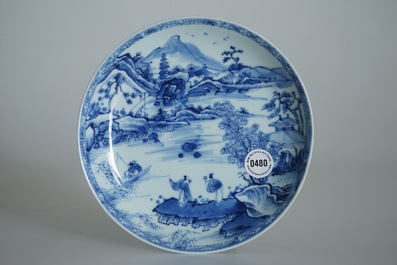 A Chinese blue and white "Master of the Rock" plate, Yongzheng