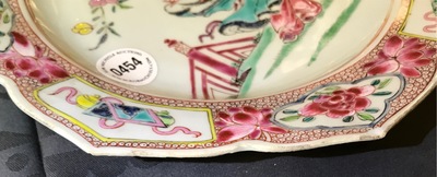 A Chinese famille rose lotus-shaped plate with Shou Lao, Yongzheng