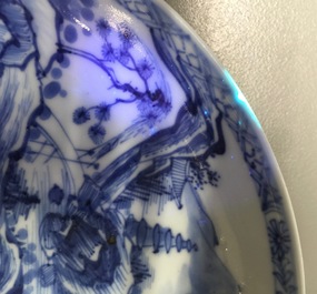 A Chinese blue and white "Master of the Rock" plate, Yongzheng