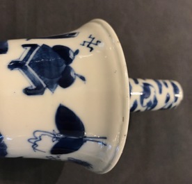 Two pairs of Chinese blue and white candlesticks with dragons, 19/20th C.