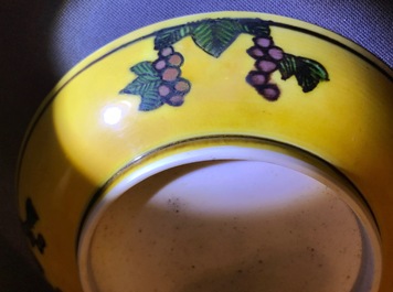 A Chinese yellow-ground dragon saucer dish, Kangxi