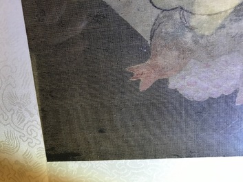 Quatre tableaux encadr&eacute;s aux antiquit&eacute;s et fleurs, Chine, 19&egrave;me