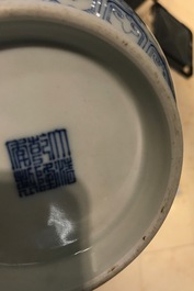 A Chinese blue and white yuhuchunping vase, Qianlong mark, 19/20th C.