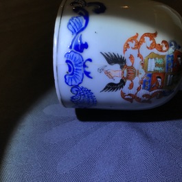 Two Chinese armorial cups and a saucer for the Belgian market, Qianlong
