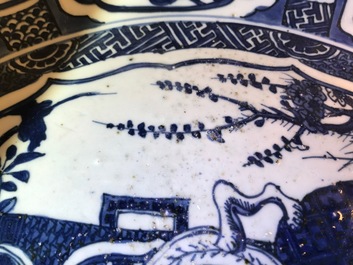 A very large Chinese blue and white kraak porcelain charger with a dragon, Wanli