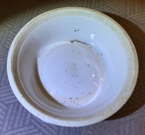 A pair of round Chinese blue and white salts, Kangxi