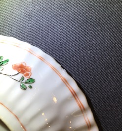 Four Chinese famille verte cups and saucers, Kangxi