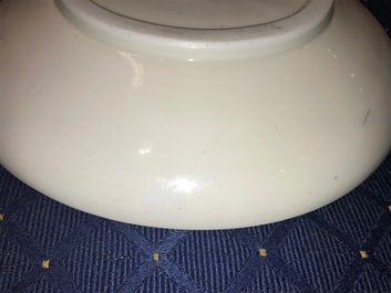 A Chinese Dehua blanc de Chine dish with incised floral design, Kangxi