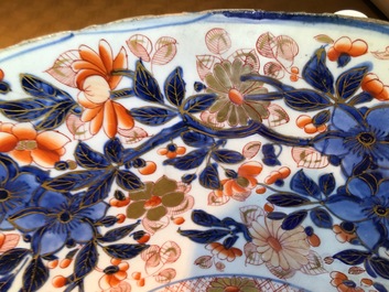 A Chinese clobbered blue and white kraak porcelain bowl with floral design, Wanli