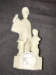 Quatre figures en porcelaine blanc de Chine de Dehua, Kangxi et post&eacute;rieur