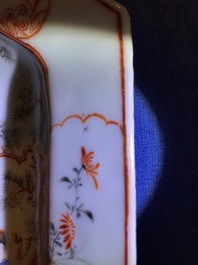 Two Chinese famille rose hexagonal dishes with mandarin designs, Qianlong